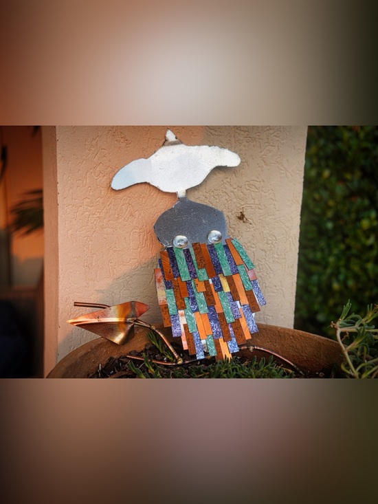 Other - Metal Owl Garden Art – For Parts / As Is – Colorful Scrap Metal Bird Sculpture